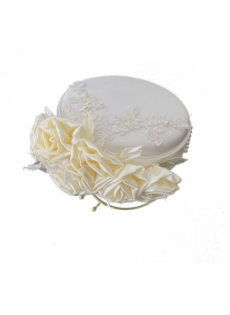 Vintage Satin Flower Fascinator Hat for Women, 1950s Tea Party and Wedding Accessories, Perfect for Studio Photos and Costume Events