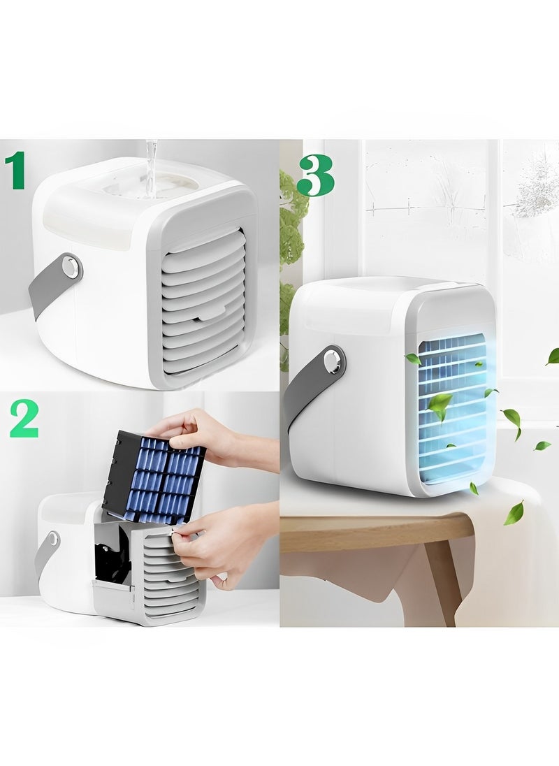 Portable Air Conditioner Fan Rechargeable Personal Air Cooler Mini Air Conditioner Fan Quiet Desk Cooling Fan for Home & Bedroom & Travel & Office & Outdoor & Indoor