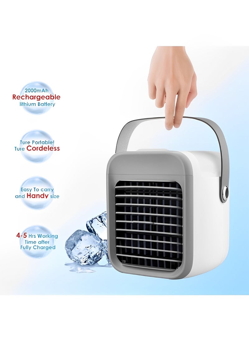 Portable Air Conditioner Fan Rechargeable Personal Air Cooler Mini Air Conditioner Fan Quiet Desk Cooling Fan for Home & Bedroom & Travel & Office & Outdoor & Indoor