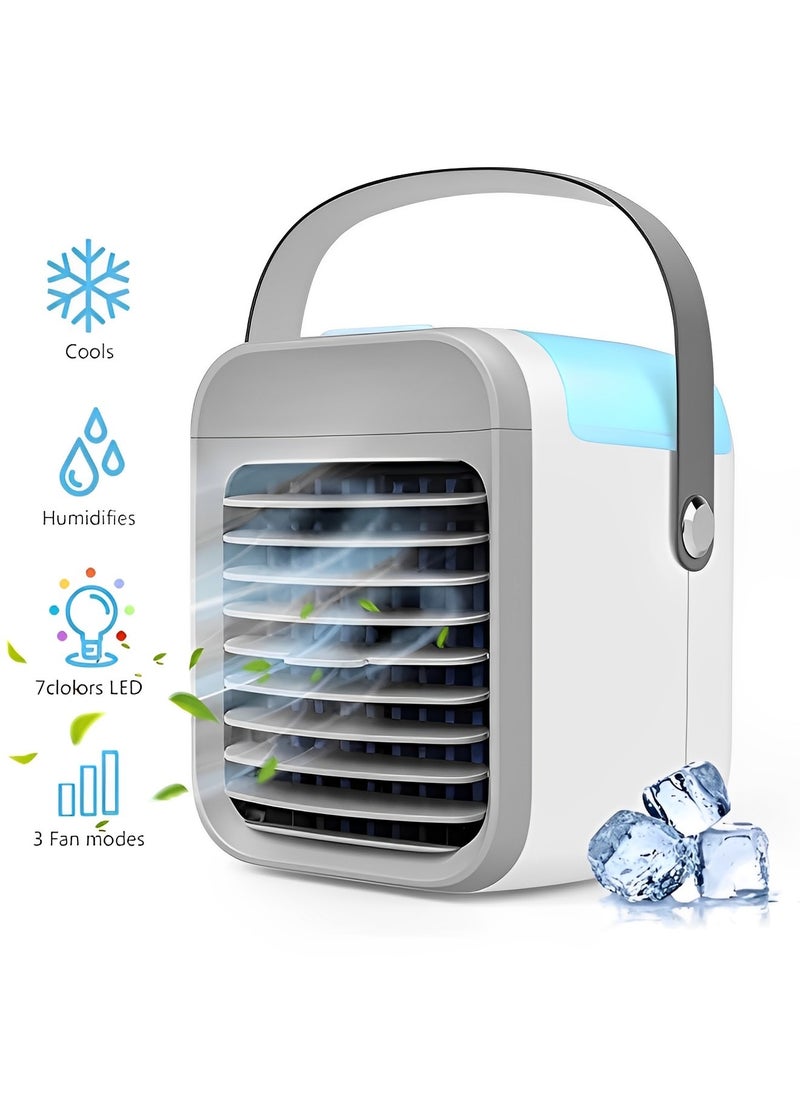 Portable Air Conditioner Fan Rechargeable Personal Air Cooler Mini Air Conditioner Fan Quiet Desk Cooling Fan for Home & Bedroom & Travel & Office & Outdoor & Indoor