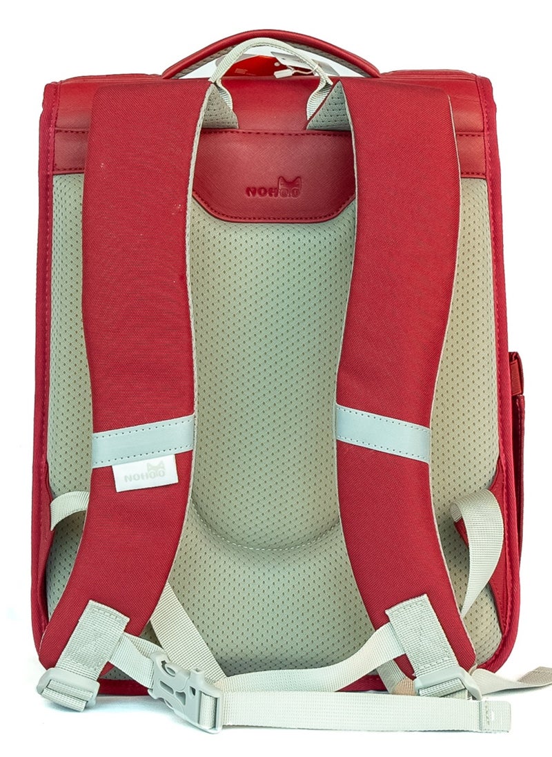 Nohoo Ergonomic Spine Protection School Backpack for 0-5 Grade Primary Student - 11 - Inch - Preppy Red