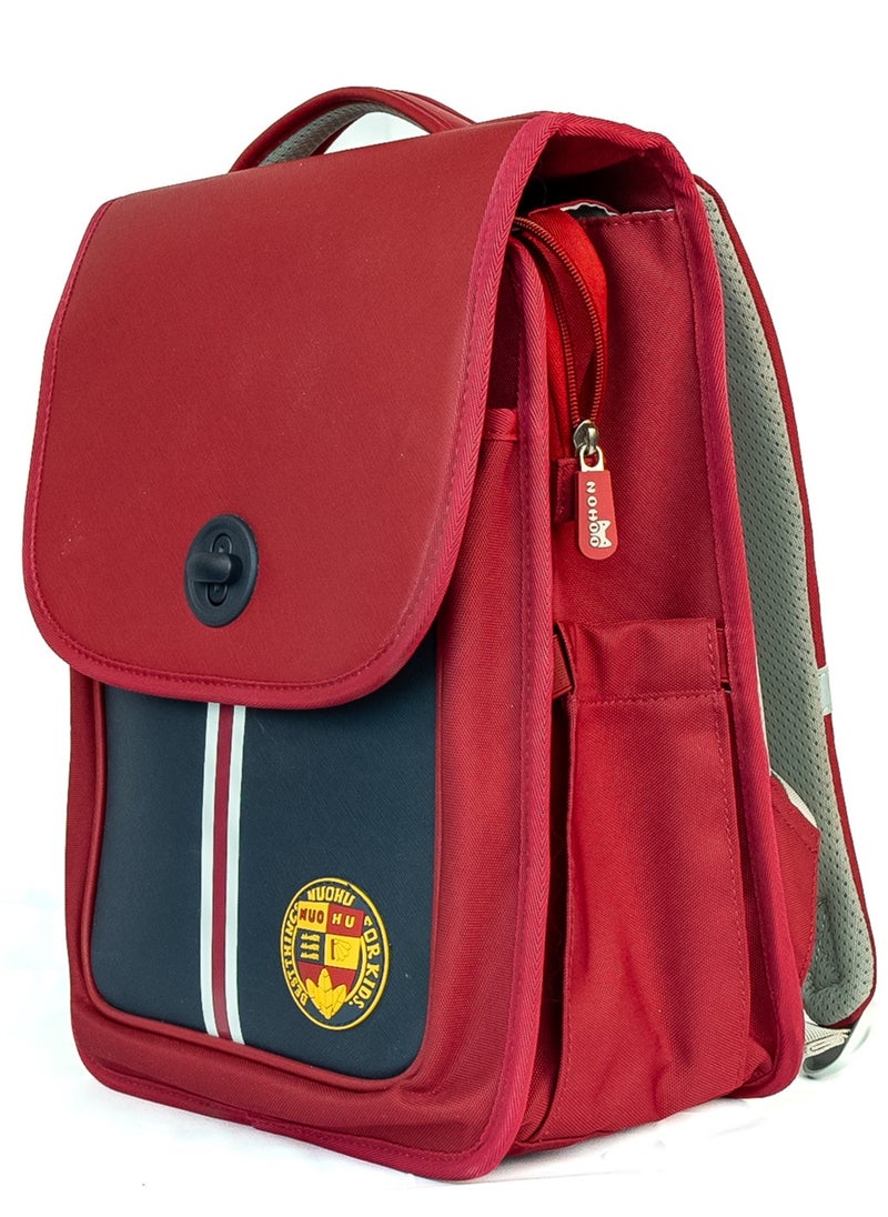 Nohoo Ergonomic Spine Protection School Backpack for 0-5 Grade Primary Student - 11 - Inch - Preppy Red