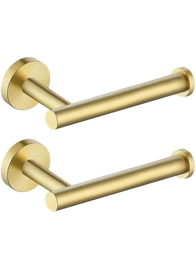 Toilet Paper Holder for Bathroom 2 Pack Tissue Holder Dispenser SUS304 Stainless Steel RUSTPROOF Toilet Roll Holder Wall Mount Brushed Finish (Gold)