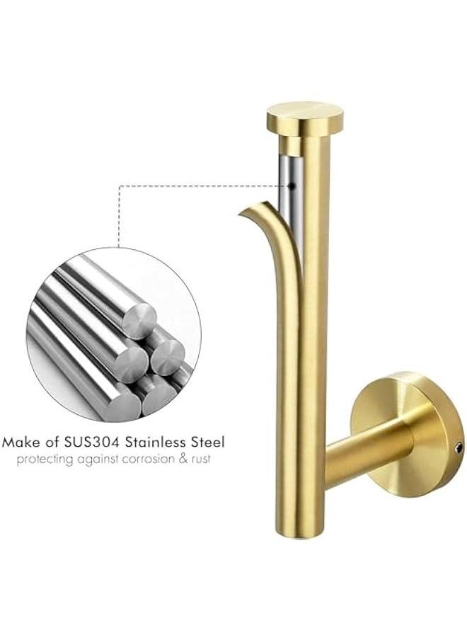 Toilet Paper Holder for Bathroom 2 Pack Tissue Holder Dispenser SUS304 Stainless Steel RUSTPROOF Toilet Roll Holder Wall Mount Brushed Finish (Gold)