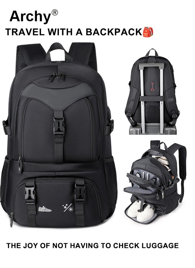 Expandable Capacity Travel Backpack for Men and Women Laptop Interlayer Backpack Schoolbag with USB Port Large Capacity Men's Daypack Outdoor Climbing Rucksack Sports Camping Hiking Backpack