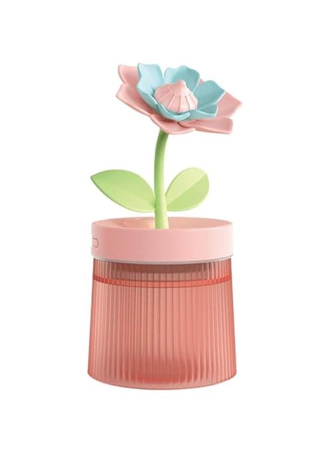 Humidifier, 260ml Cute Flower Desk Humidifier, Mini Humidifier with Night Light, Humidifier for Bedroom Red, Air Humidifier Auto Shut Off, Silent Humidifiers Desktop, Cute Humidifiers