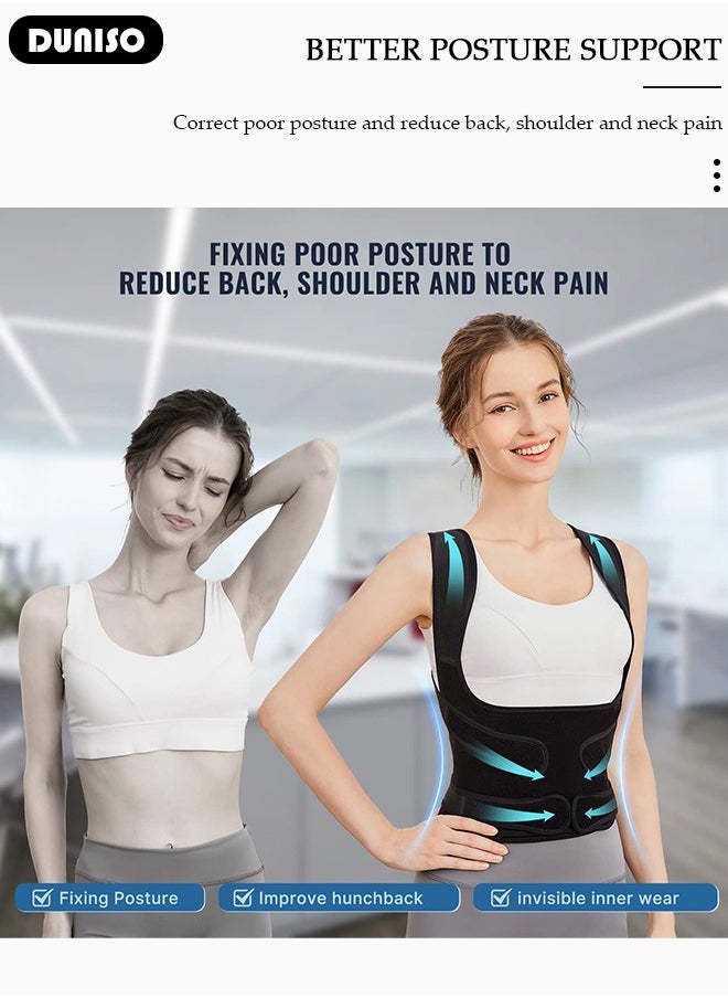 Back Brace Posture Corrector for Women and Men,Adjustable Back Straightener Posture Corrector, Breathable and Easy to Wear Back Brace, Relieve Back Pain, Neck Pain, Shoulder Pain, Lower Back Pain