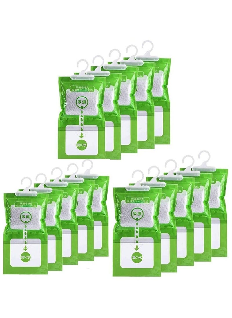 15 Pack Drying Agent Moisture Absorber Bags Hanging Closet Dehumidifier Bags Anti Mold Desiccant Bags Humidity Packs Wardrobe Dehumidifier for Closet Safe Cars Wardrobes and Basement