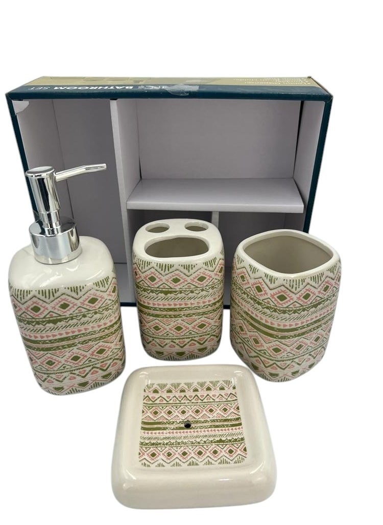 4 Pieces Bathroom Accessories Set Toothbrush Cup & Holder Lotion Liquid Soap Dispenser & Tray Multicolor 21x8x26