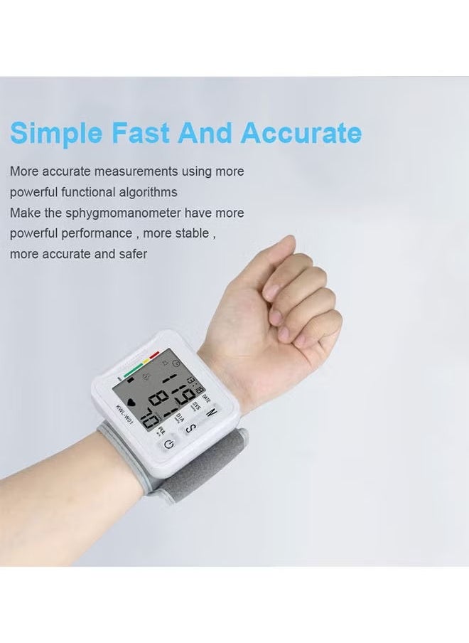 Adjustable Cuff Wrist Blood Pressure Monitor, Blood Pressure Meter for Home Use with Memory Accurate Readings, LCD Digital Display and Voice Sphygmomanometer, Automatic Blood Pressure Detector