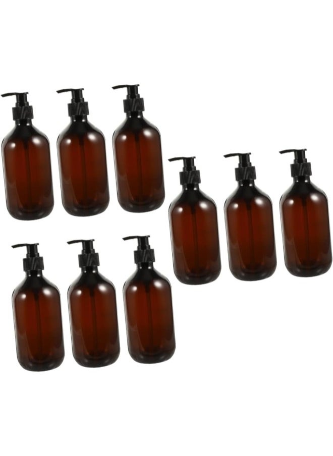 9 Pcs Dispensing Lotion Bottle Shampoo and Conditioner Bottles Amber Lotion Pump Bottles Container Refillable Cosmetic Bottle Body Wash Dispenser Push Bottle Travel The Pet Liquid