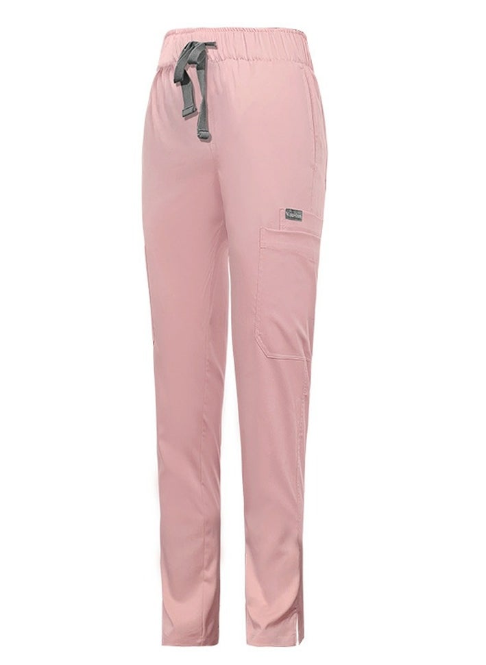 Medical Uniform Scrubs Pants Unisex Elastic Waist Pants Workwear Pink