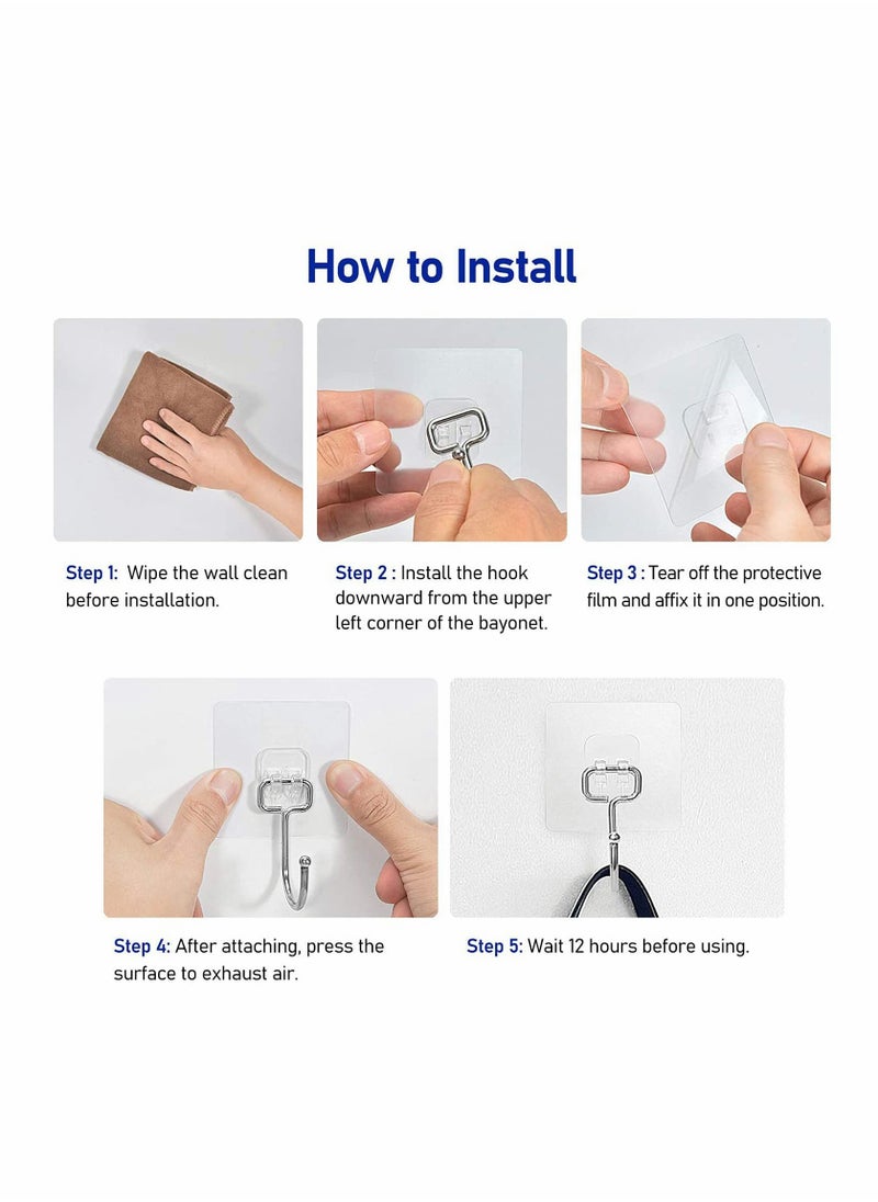 8 Pcs Waterproof And Rustproof Wall Hooks For Hanging Heavy Duty For Kitchen Bathroom Home And Office