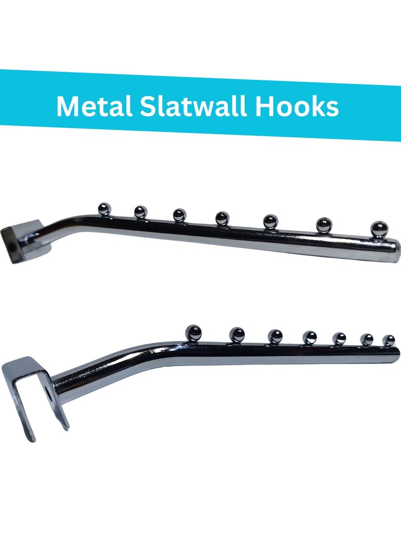 3pcs 7 Hooks Waterfall Slatwall Rectangular Tube Mounted Hooks, 2cm Tube Mounth Metal Storage Hanging Hooks, Heavy Duty Waterfall Slat Wall Hanger, Clothes Hooks for Retail Store, Garage Pegboard 38cm