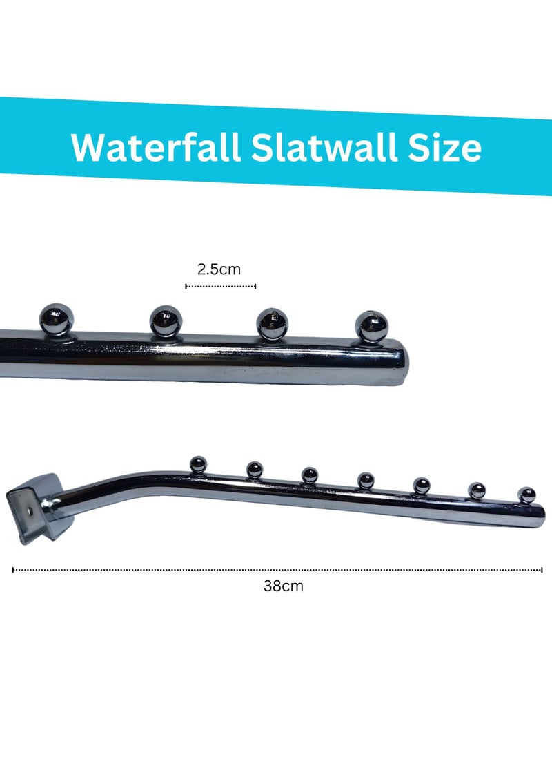 3pcs 7 Hooks Waterfall Slatwall Rectangular Tube Mounted Hooks, 2cm Tube Mounth Metal Storage Hanging Hooks, Heavy Duty Waterfall Slat Wall Hanger, Clothes Hooks for Retail Store, Garage Pegboard 38cm
