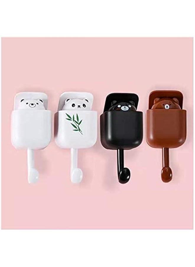 Cute Peek-A-Boo Hooks, Self Adhesive, Pop up Cat Bear Animal Decorative for Kids Boys Girls, for Key Coat Robe Towel, 4 Pack (Bears)