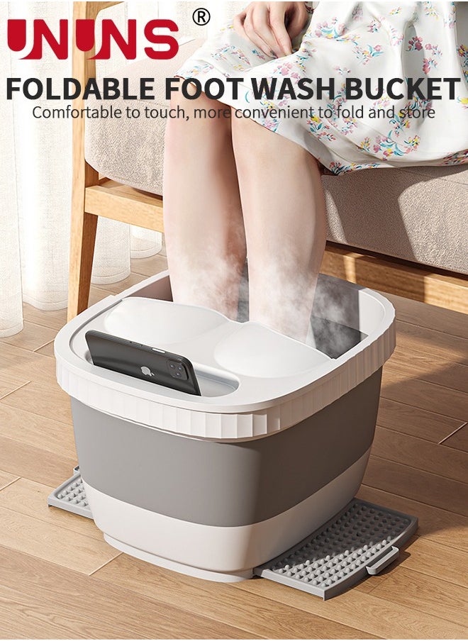 Foldable Footbath Basin,Portable Foot Soaking Tub SPA Massage Basin With Footstool And Cover,For Pedicure Massage