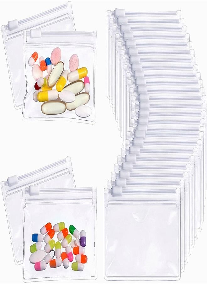 Pill Pouch Bags, Zippered Pill Pouch Reusable Pill Baggies Clear Plastic Pill Bags Self Sealing Travel Medicine Organizer Storage with Slide Lock for Cod Liver Oil, Pills, and Small Items 24Pcs