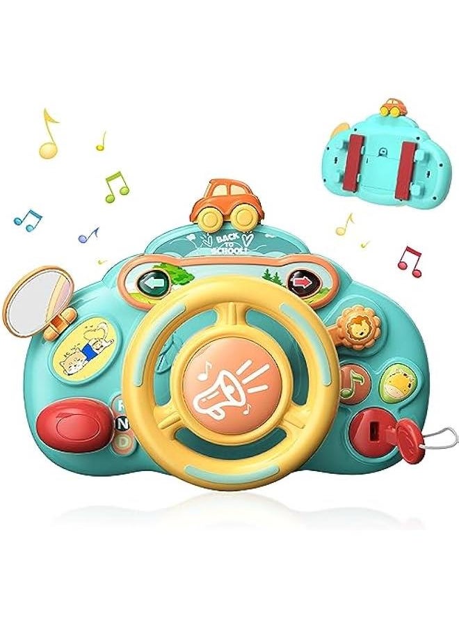 Steering Wheel Toys for Toddler Boys Girls,Interactive & Learning Baby Car Seat Toys for Infant Preschool Kids Musical Toy with Light and Sound (Green)