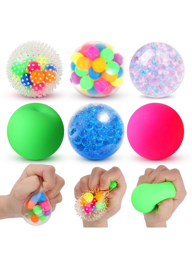 6 Set Squishy Sensory Stress Squeezing Balls For Adults: Best Calming Tool To Relieve Anxiety, Vent Mood And Improve Focus, Fun Fidgets For Student Classroom Prize Stocking Stuffers, Gift Christmas