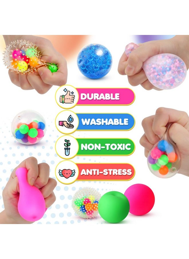 6 Set Squishy Sensory Stress Squeezing Balls For Adults: Best Calming Tool To Relieve Anxiety, Vent Mood And Improve Focus, Fun Fidgets For Student Classroom Prize Stocking Stuffers, Gift Christmas