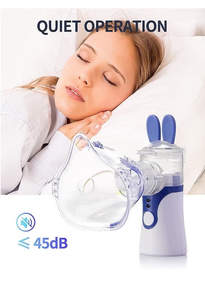 Portable Silent Nebulizer, Handheld Inhaler Automatic Inhalators for Adults and Children Ultrasonic Humidifier for Home and Travel Use Mesh Inhalators with 2 Masks and Mouthpieces