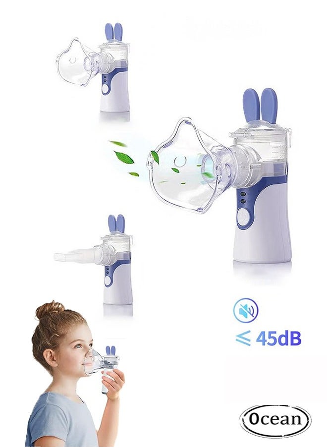 Portable Silent Nebulizer, Handheld Inhaler Automatic Inhalators for Adults and Children Ultrasonic Humidifier for Home and Travel Use Mesh Inhalators with 2 Masks and Mouthpieces