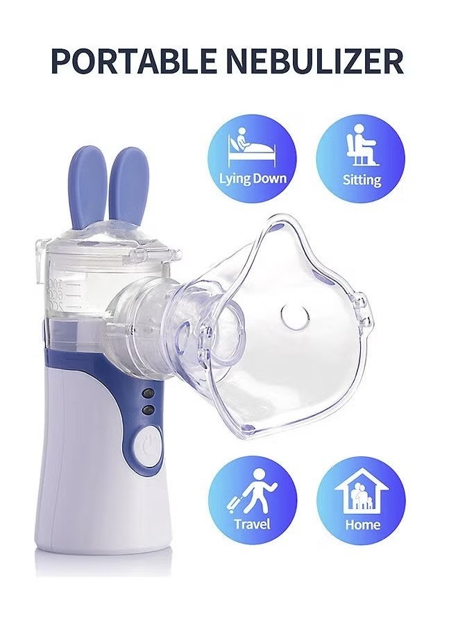 Portable Silent Nebulizer, Handheld Inhaler Automatic Inhalators for Adults and Children Ultrasonic Humidifier for Home and Travel Use Mesh Inhalators with 2 Masks and Mouthpieces