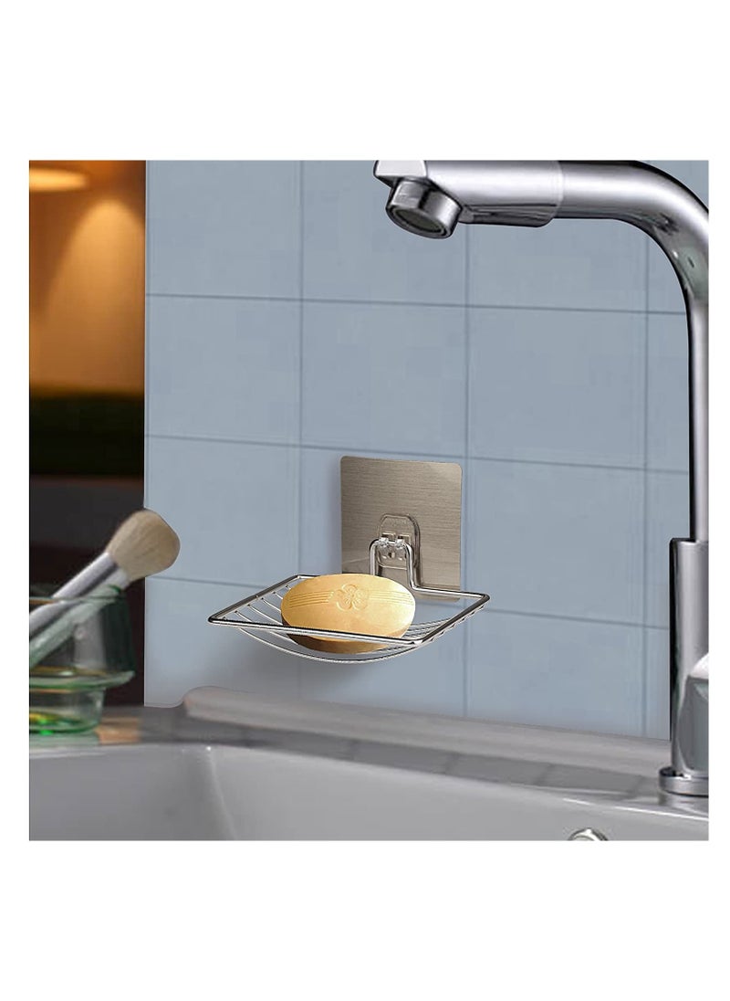 Soap Dish Holder Self Adhesive Wall Mounted Soap Sponge Holder Keep the Soap Dry No Odor Easy to Clean Strong Suction Cup Finish Storage Saver Rack for Home Kitchen Bathroom Shower