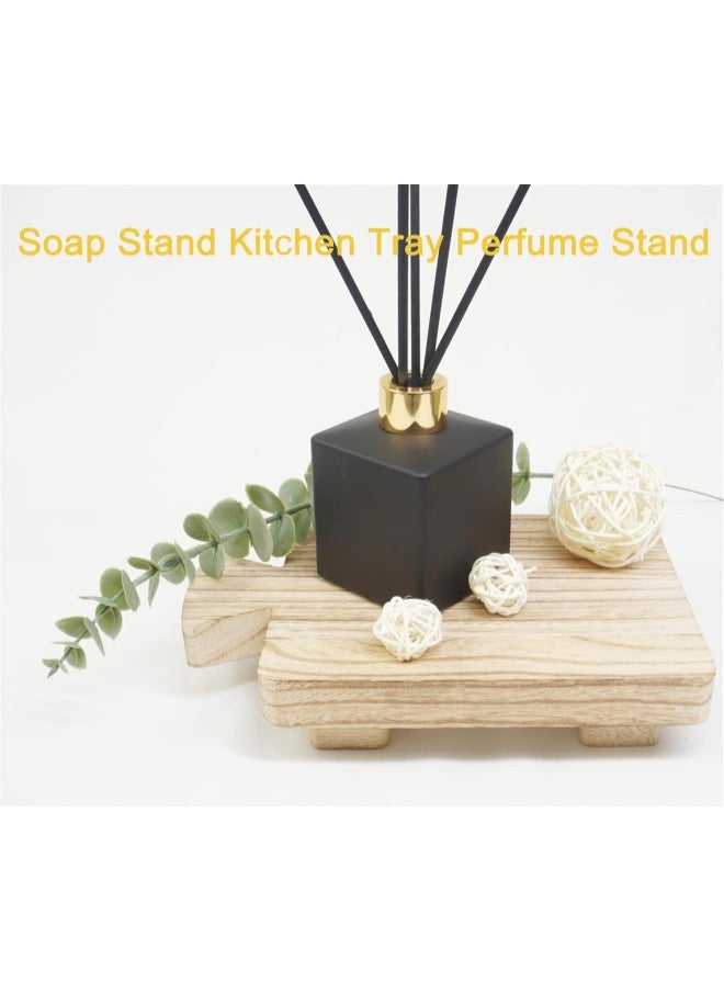 1/2PCS Wood Pedestal Stand Riser, 9×6×2 Inches Soap Holder/plant Holder/kitchen Tray Display Pedestal Stand for Kitchen&bathroom (2PCS)