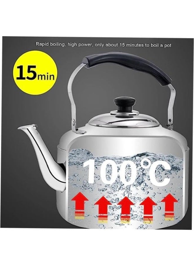 Stainless Steel Tea Kettle 5.5L Large Capacity Teapot with Whistling Stovetop for Gas and Induction Cookers - Comfortable Grip Handle and Anti-Rust Design for Perfect Brews Every