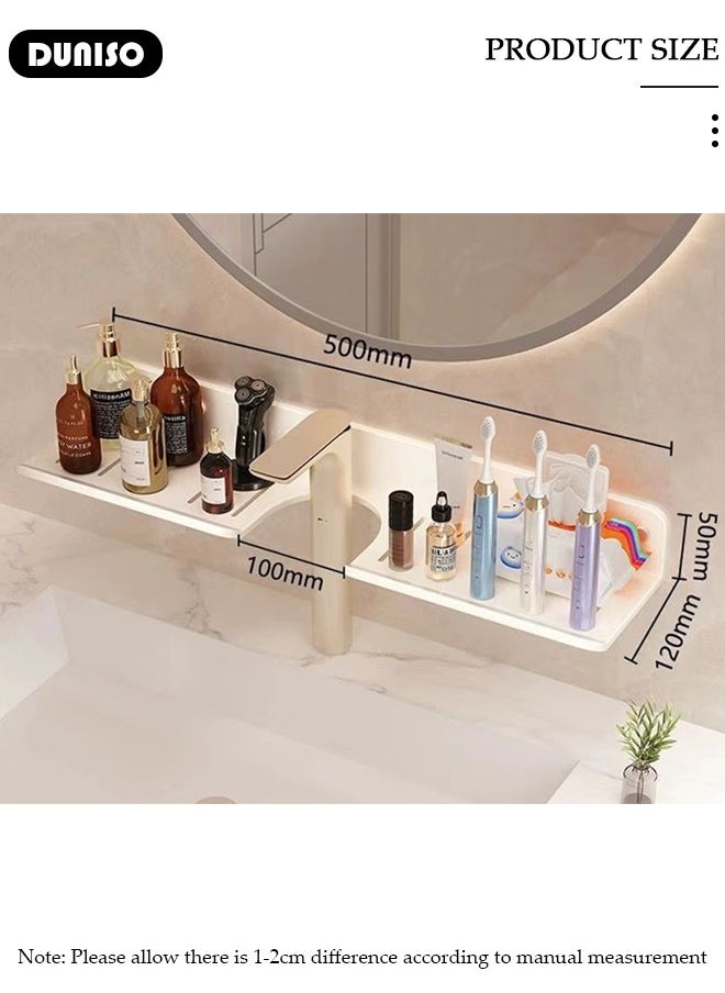 Wall Mount Over The Sink Shelf for Bathroom, Shelf Organizer Over The Faucet, Bathroom Sink Shelf Over Faucet, U-Shaped Recess Design Countertop Organizer, Multi-Functional Hollow Storage Shelf for Bathroom, Kitchen
