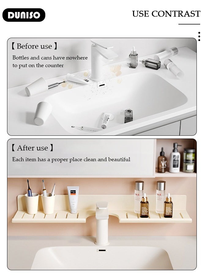 Wall Mount Over The Sink Shelf for Bathroom, Shelf Organizer Over The Faucet, Bathroom Sink Shelf Over Faucet, U-Shaped Recess Design Countertop Organizer, Multi-Functional Hollow Storage Shelf for Bathroom, Kitchen