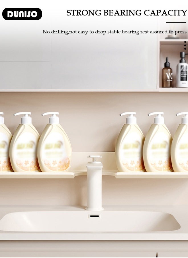 Wall Mount Over The Sink Shelf for Bathroom, Shelf Organizer Over The Faucet, Bathroom Sink Shelf Over Faucet, U-Shaped Recess Design Countertop Organizer, Multi-Functional Hollow Storage Shelf for Bathroom, Kitchen