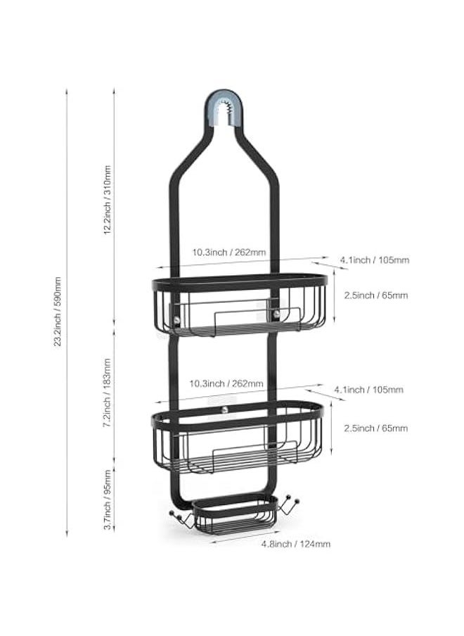 Durku Hanging Shower Caddy Bathroom Organizer,Rustproof Shower Shelf Racks Over Shower Head - No Drilling Inside Bath Shower Rack Shelves Over Showerhead for Shampoo,with Soap Holder