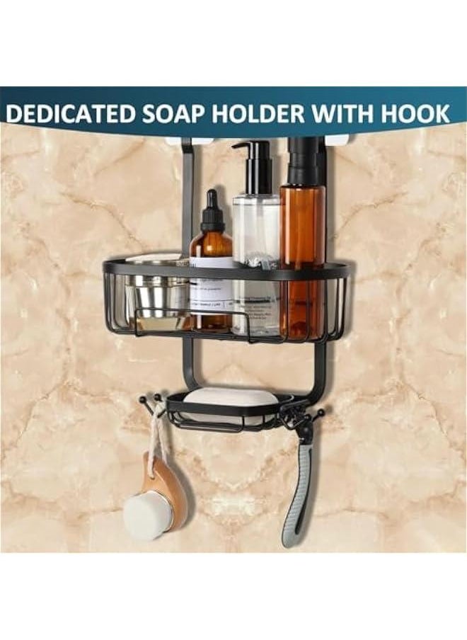 Durku Hanging Shower Caddy Bathroom Organizer,Rustproof Shower Shelf Racks Over Shower Head - No Drilling Inside Bath Shower Rack Shelves Over Showerhead for Shampoo,with Soap Holder