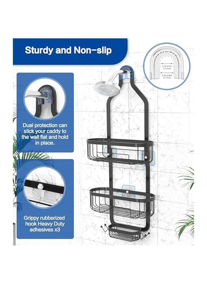 Durku Hanging Shower Caddy Bathroom Organizer,Rustproof Shower Shelf Racks Over Shower Head - No Drilling Inside Bath Shower Rack Shelves Over Showerhead for Shampoo,with Soap Holder