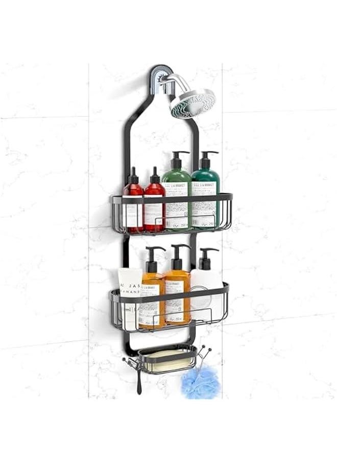 Durku Hanging Shower Caddy Bathroom Organizer,Rustproof Shower Shelf Racks Over Shower Head - No Drilling Inside Bath Shower Rack Shelves Over Showerhead for Shampoo,with Soap Holder