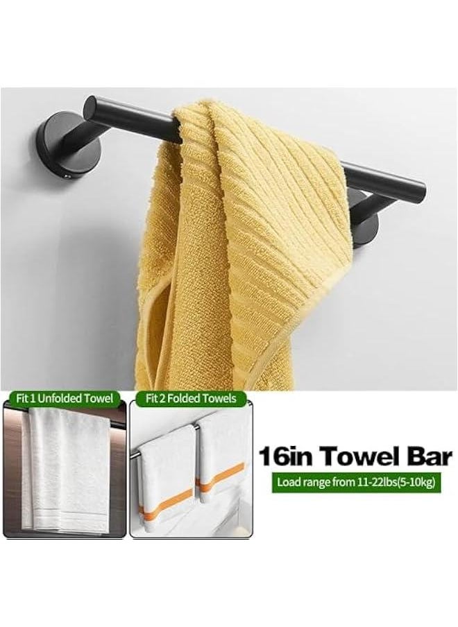 5pcs Bathroom Hardware Set, Matte Black/Brushed Nickel/Brushed Gold Bathroom Hardware Set, Including Hand Towel Bars, Toilet Paper Holders, Towel Rings, Robe Towel Hooks (Black)