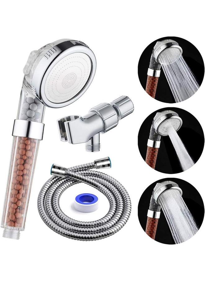 Filter Shower Head with Hose and Shower Arm Bracket, High Pressure & Water Saving Handheld Shower, 3-Settings Filter Showerhead for Dry Hair & Skin SPA