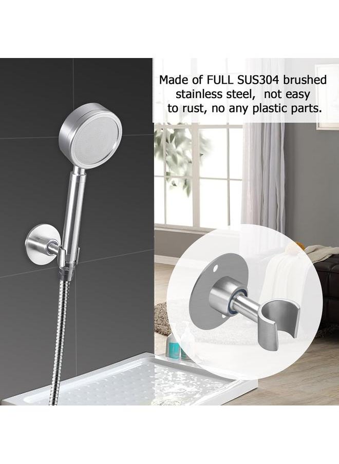 bluejw Stainless Steel Shower Head Holder, 360° Adjustable Handheld Bathroom Shower Head Bracket, Metal Shower Spray Holder Wall Mount, Brushed SUS 304 Steel Holder (Screw Installation)