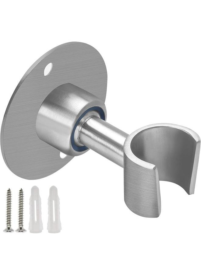 bluejw Stainless Steel Shower Head Holder, 360° Adjustable Handheld Bathroom Shower Head Bracket, Metal Shower Spray Holder Wall Mount, Brushed SUS 304 Steel Holder (Screw Installation)