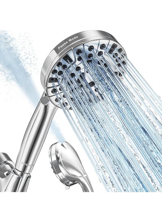 Shower Head, 10 functions, High Pressure Shower Head with Handheld, Built-in pause mode & 2 Power Wash, non-clogging Nozzles High Flow Shower Head, 6 feet Hose & Bracket