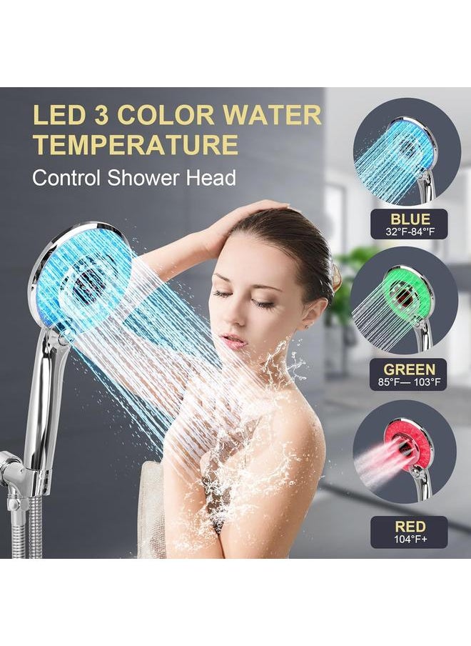 LED Shower Head with Handheld, High Pressure Shower Head with 59