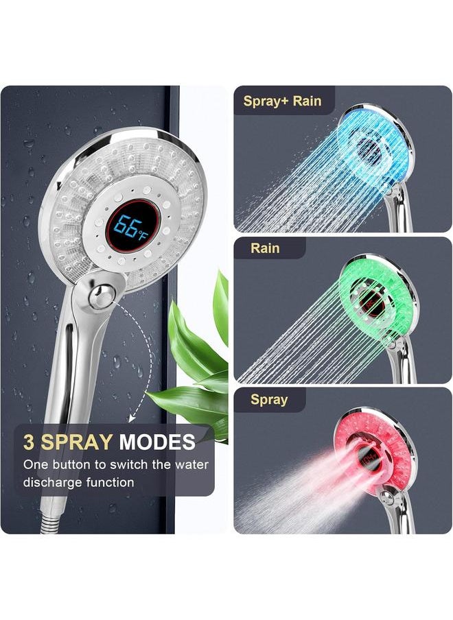 LED Shower Head with Handheld, High Pressure Shower Head with 59