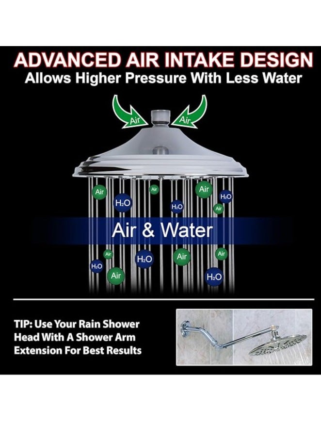 Rainfall Shower Head - 8 Inch Large Overhead Rain Showerhead With Pressure Boosting High Flow Rainfall Shower Head - Chrome