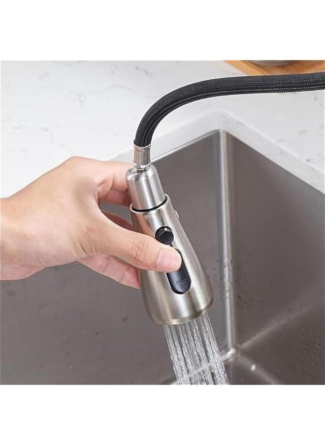 Kitchen Faucet with Pull Down Sprayer, Brushed Nickel Faucet for Kitchen Sink, Stainless Steel Single Handle Pull Out Kitchen Sink Faucet (Silver)