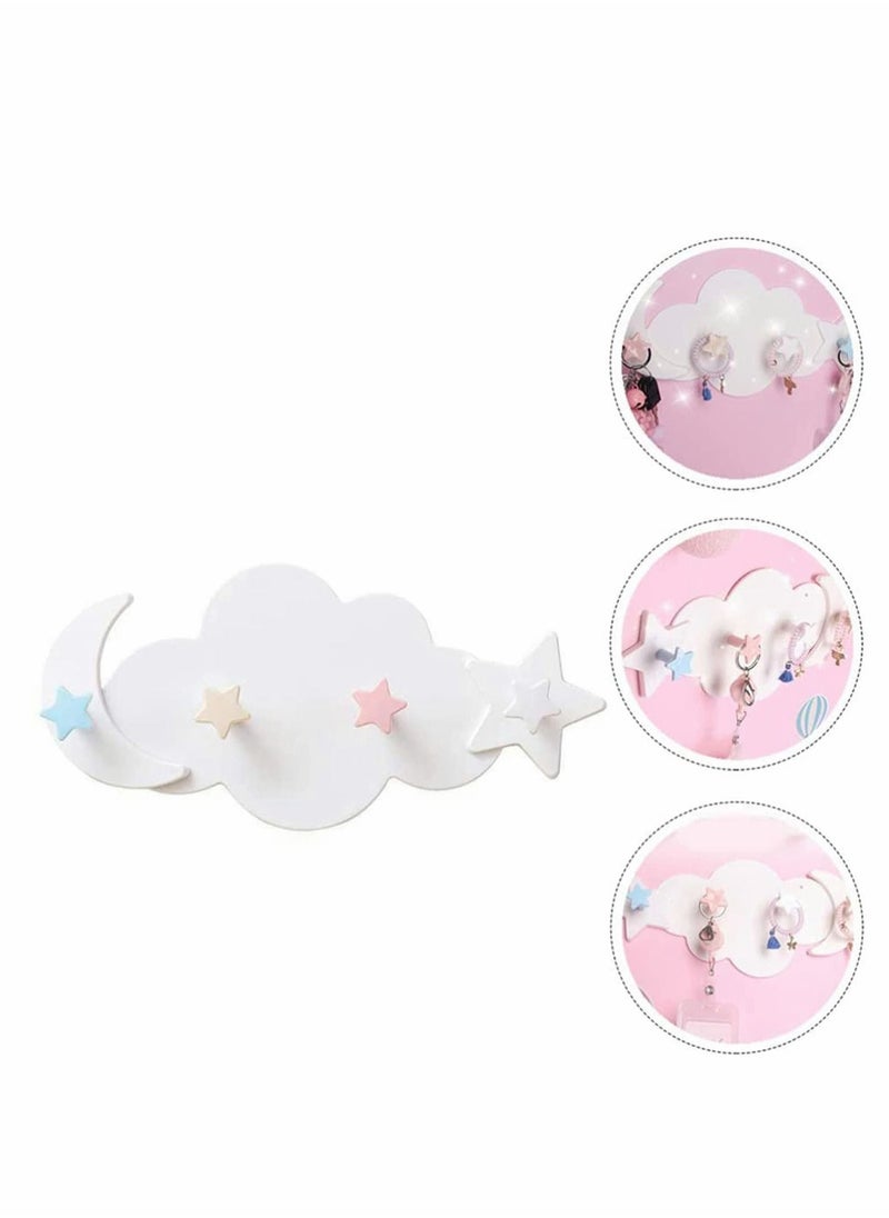 2 Pcs Moon Star Cloud Shape Wall Hooks, Nail- Free Creative Heavy Duty Clothes Hangers Keys Ring Holder Adhesive Wall Racks