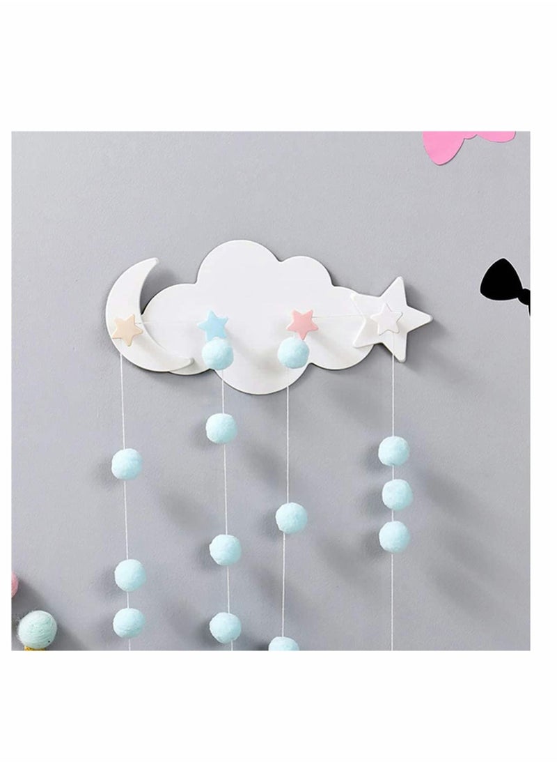 2 Pcs Moon Star Cloud Shape Wall Hooks, Nail- Free Creative Heavy Duty Clothes Hangers Keys Ring Holder Adhesive Wall Racks