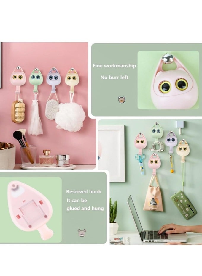 Creative wink cute CAT eyes Adhesive Hooks with a Stretch man toy,Cute Wink Cat Shape Hooks, open close cute eyes hooks, wink Wall Hangings holders 2pcs